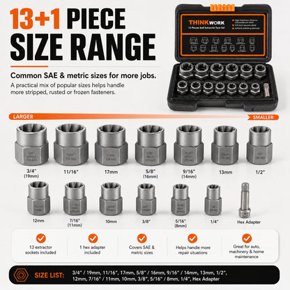 🧰13+1 PCS Bolt & Nut Extractor Set🔩-Buy 2 Get Free Shipping
