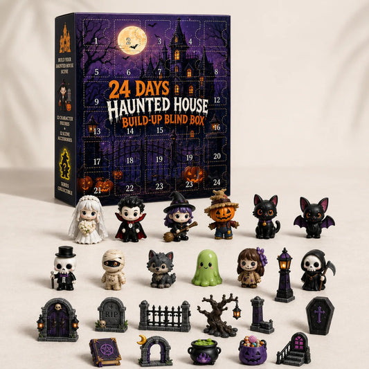 🎃 24-Day Haunted House Build-Up Blind Box | 12 Spooky Figures + 12 Scene Accessories | DIY Halloween Countdown