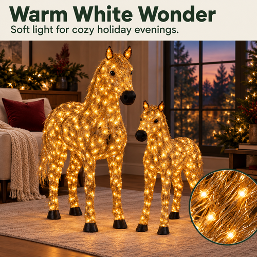 Double-Lighted Horse Christmas Set.
