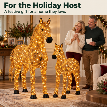 Double-Lighted Horse Christmas Set.