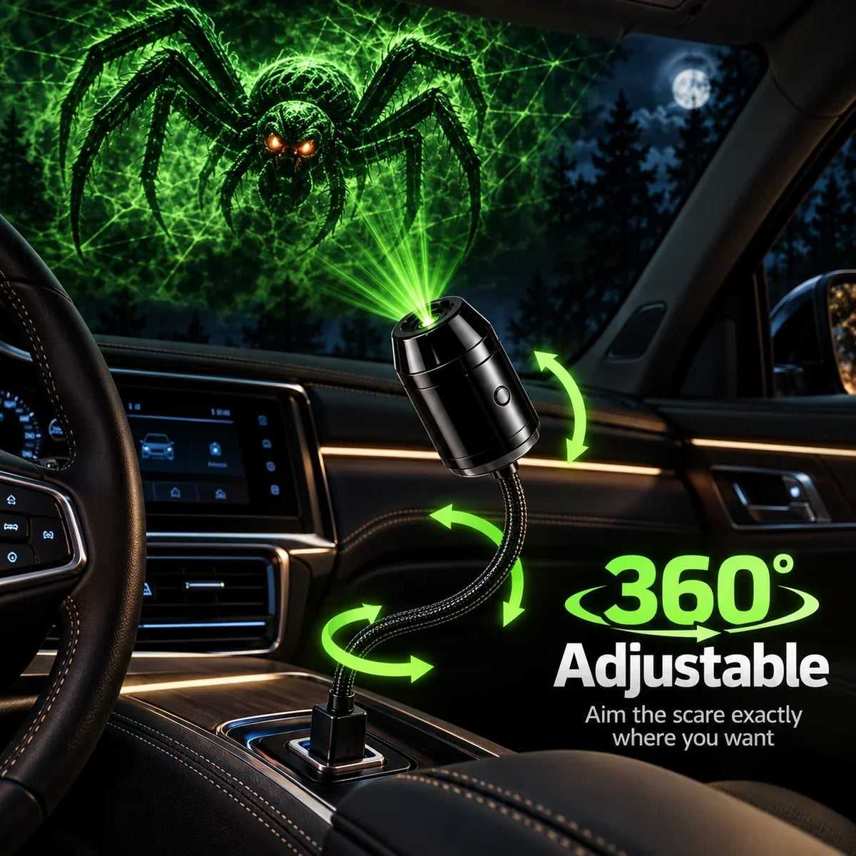 👻🚗Halloween USB Ghost Projector – 7 Spooky Slides & 360° Adjustable Light