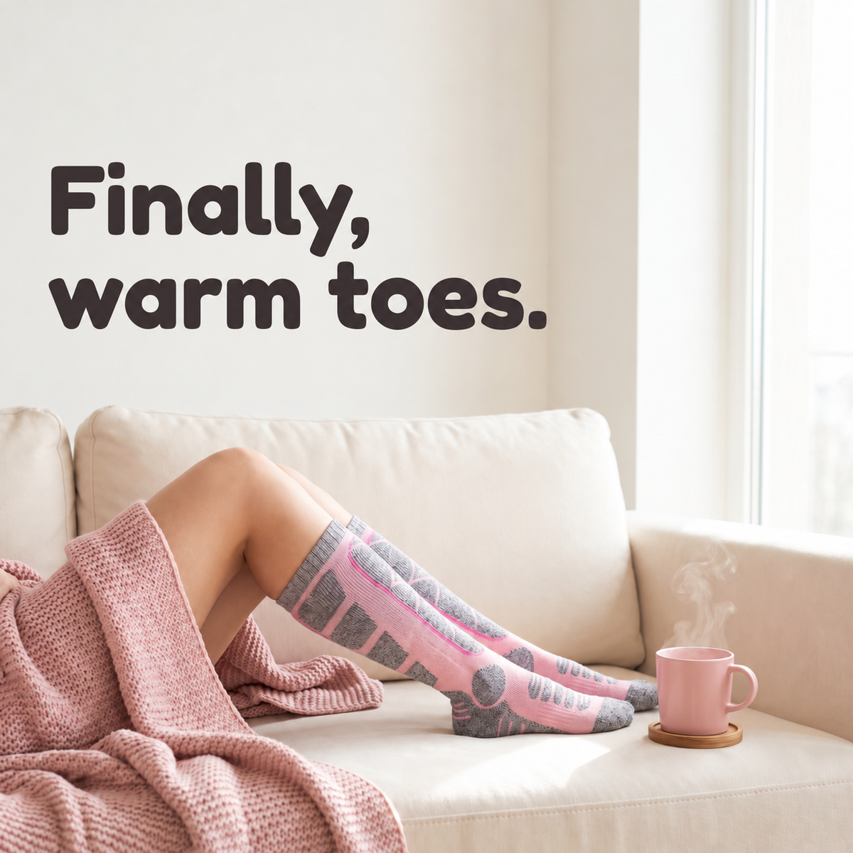Full-Foot Heated Ski Socks: USB-Rechargeable Electric Heated Socks