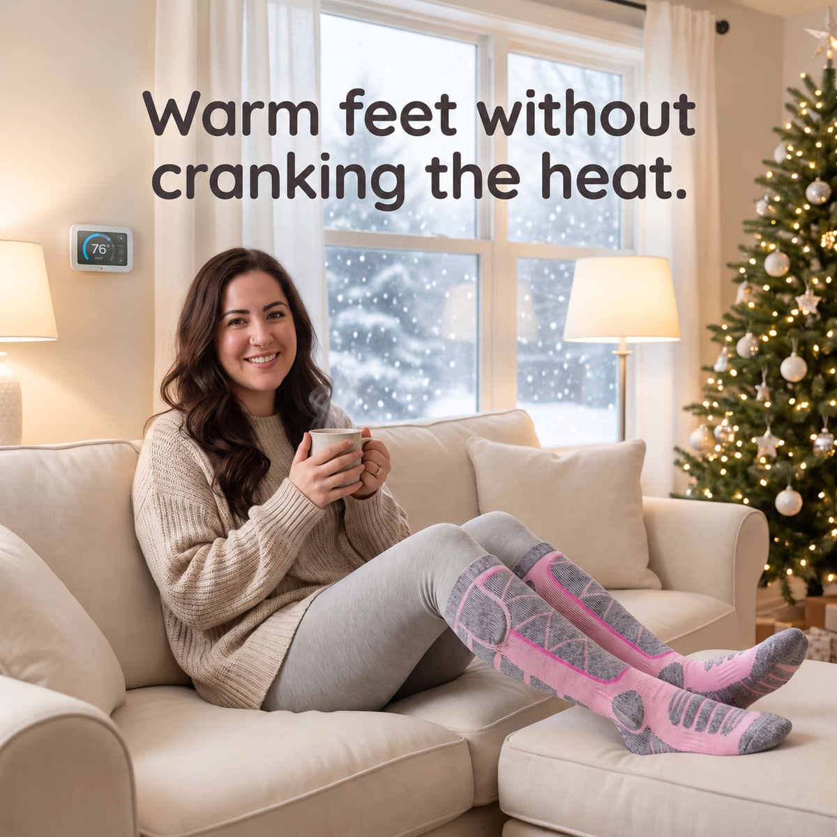 Full-Foot Heated Ski Socks: USB-Rechargeable Electric Heated Socks
