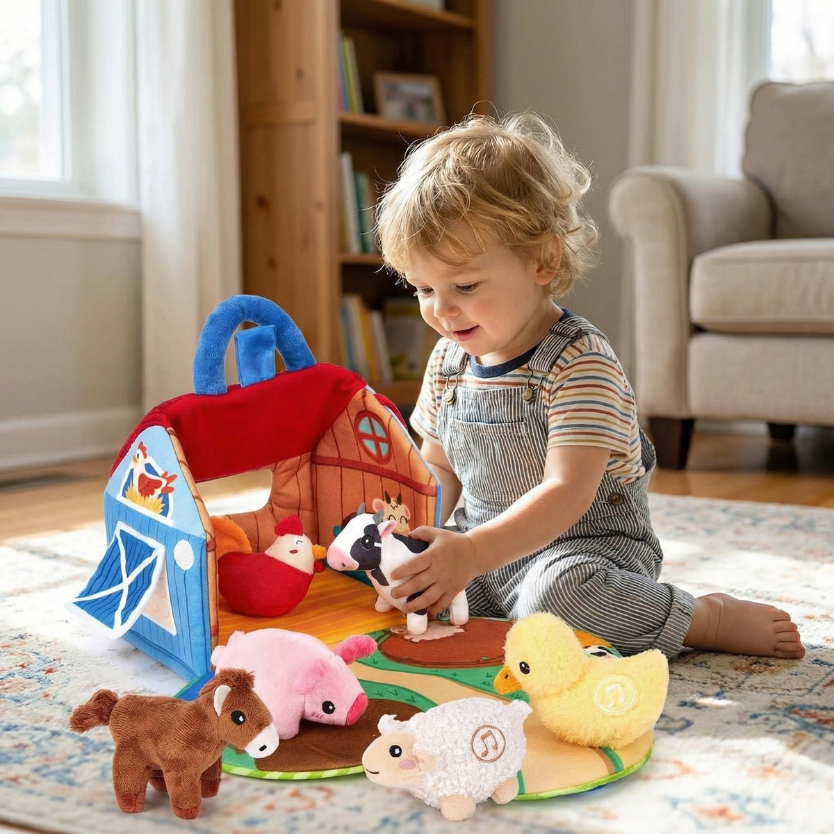 7 Piece Plush Farm Animal Sound Play Set