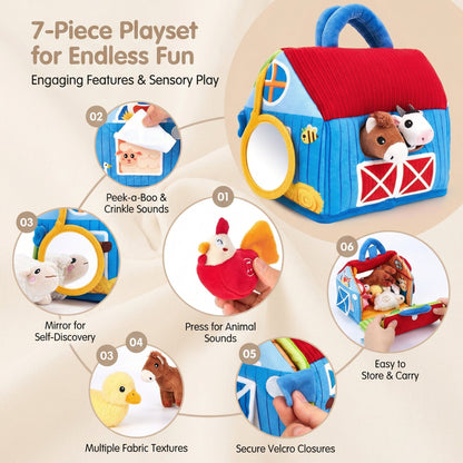 7 Piece Plush Farm Animal Sound Play Set