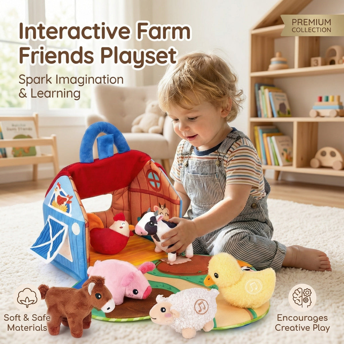7 Piece Plush Farm Animal Sound Play Set