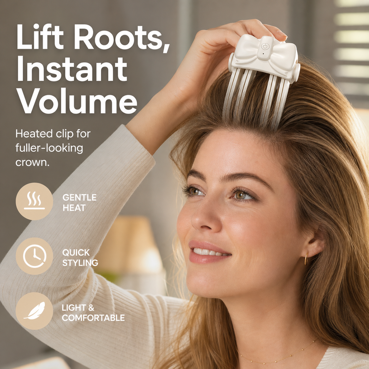 📢50% OFF !! ⏰Wireless Heated Volumizing Root Lift Clip - Salon Crown Volume Styling Tool for Fine Flat Hair