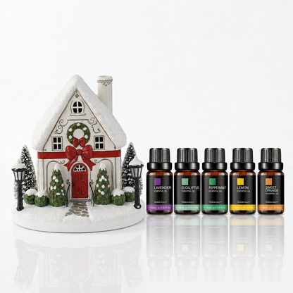 🏠 Christmas House Aroma Diffuser – Gentle Mist & Glowing Windows