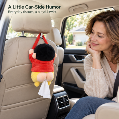 Funny Hanging Plush Tissue Holder – Car Headrest Tissue Dispenser & Gag Gift
