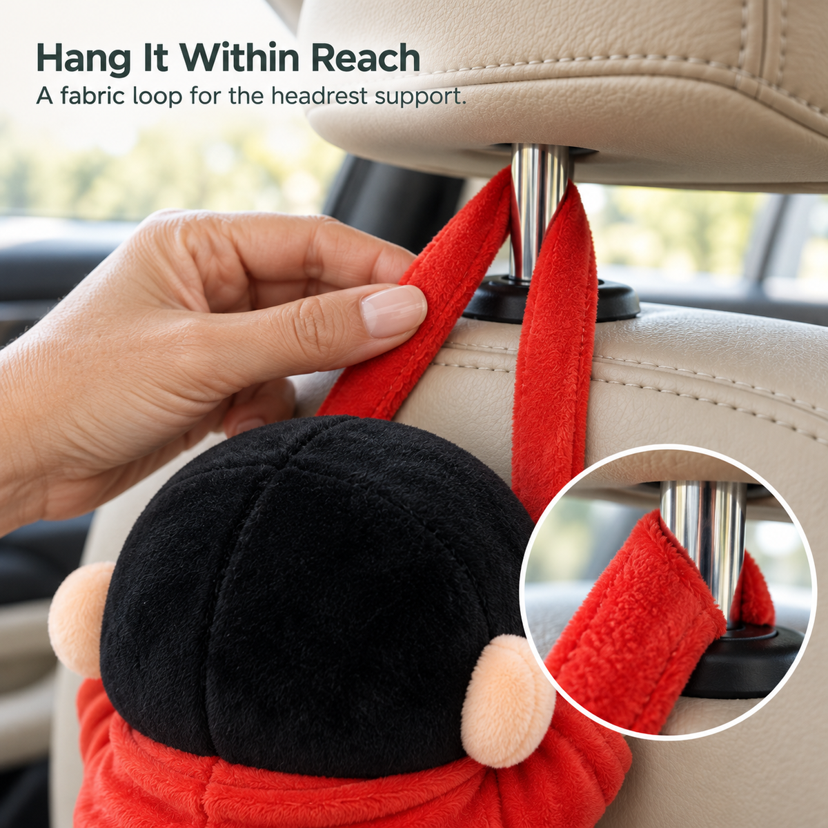 Funny Hanging Plush Tissue Holder – Car Headrest Tissue Dispenser & Gag Gift