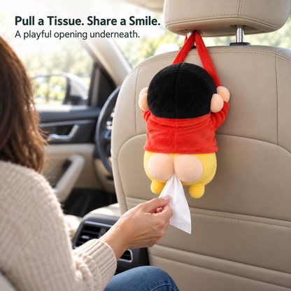 Funny Hanging Plush Tissue Holder – Car Headrest Tissue Dispenser & Gag Gift