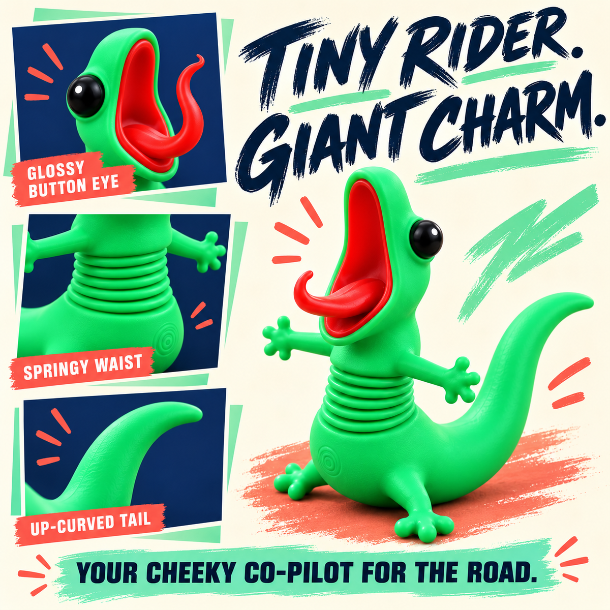 🦎🏍️ Roadside Lizard Buddy – Car & Motorcycle Decor