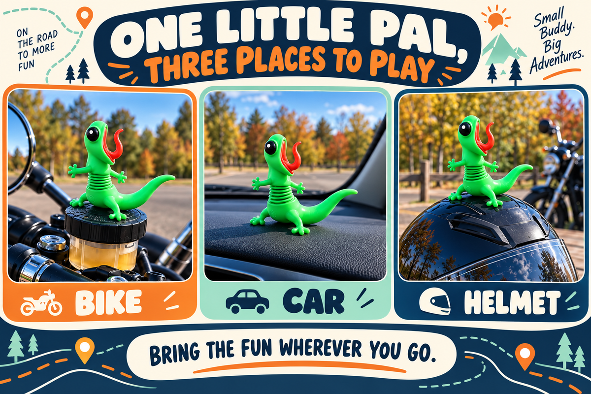 🦎🏍️ Roadside Lizard Buddy – Car & Motorcycle Decor
