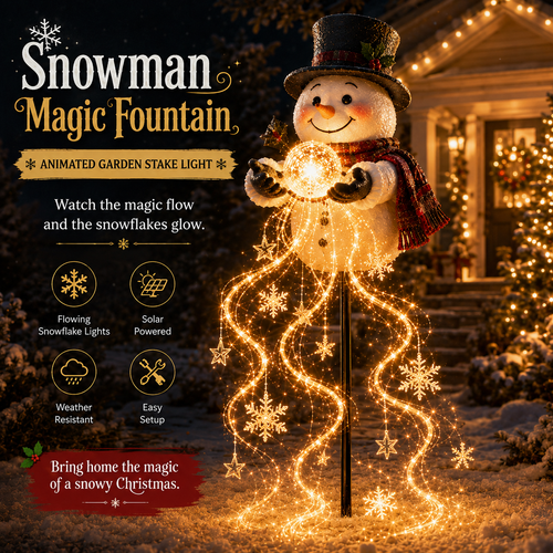 🎄 Snowman Magic Fountain-Flowing Snowflake LED Christmas Garden Light❄️