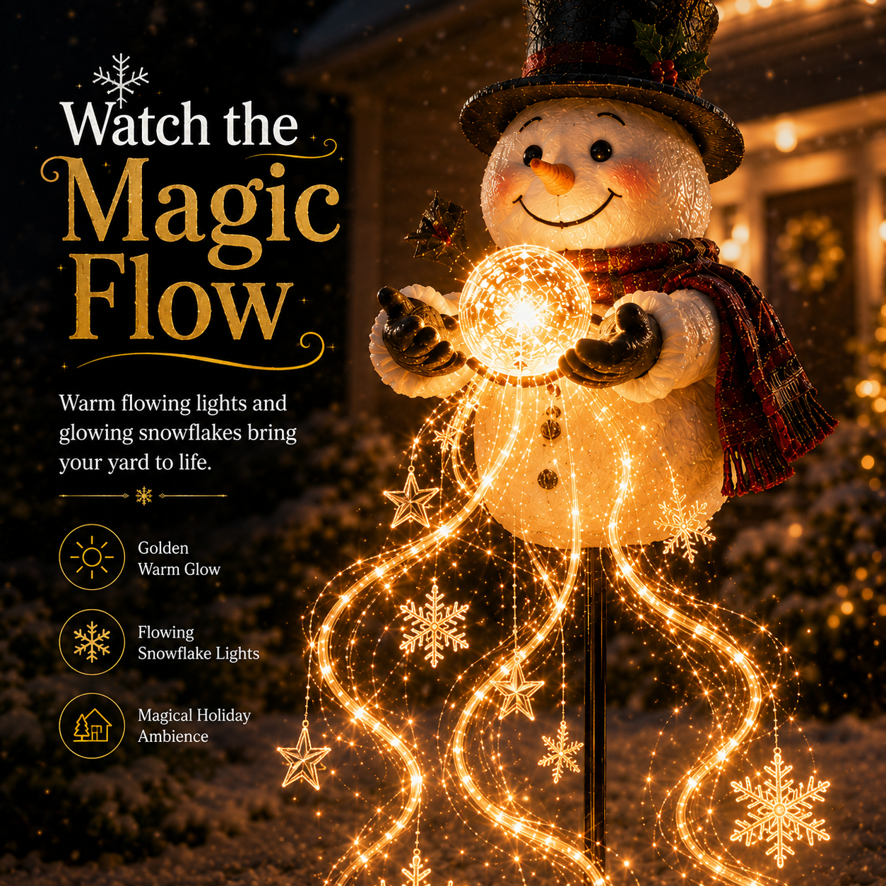 🎄 Snowman Magic Fountain-Flowing Snowflake LED Christmas Garden Light❄️