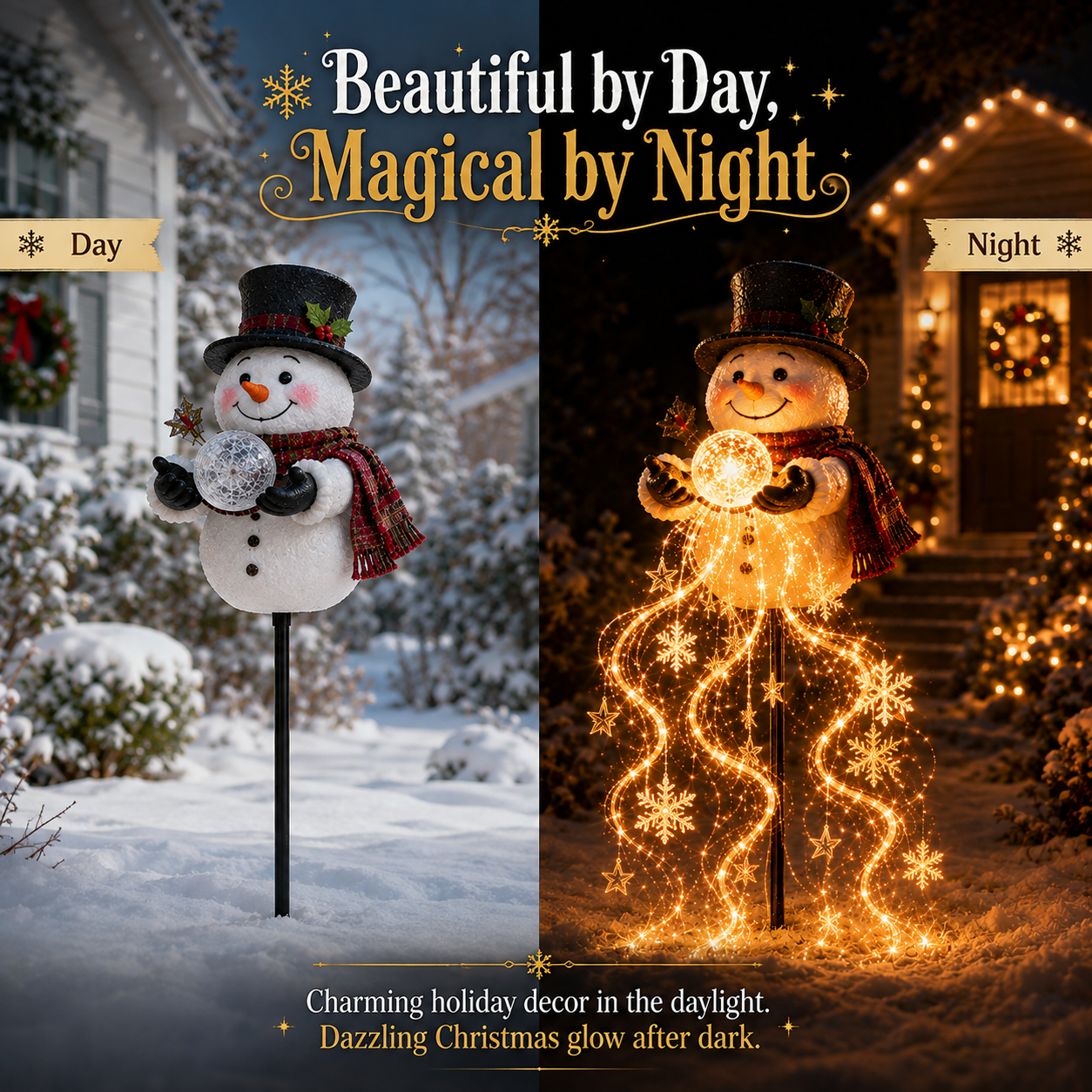 🎄 Snowman Magic Fountain-Flowing Snowflake LED Christmas Garden Light❄️
