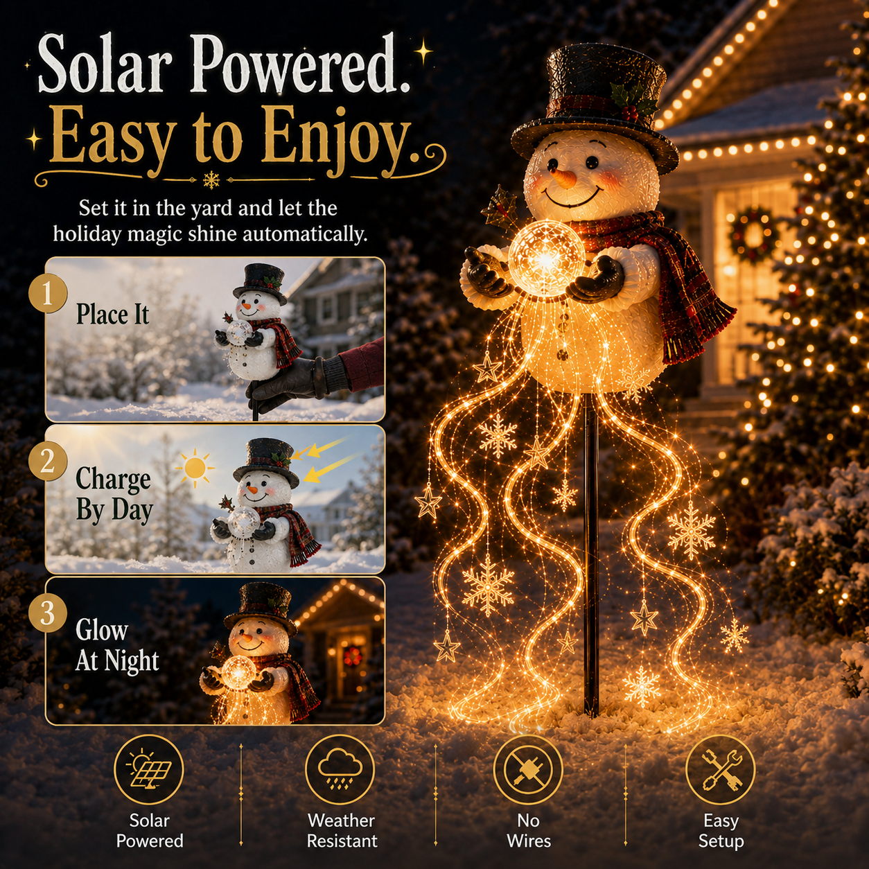 🎄 Snowman Magic Fountain-Flowing Snowflake LED Christmas Garden Light❄️
