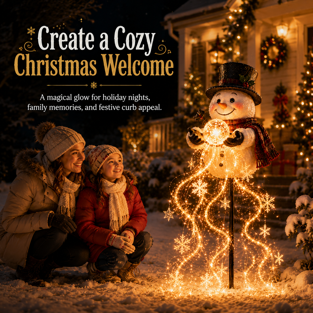 🎄 Snowman Magic Fountain-Flowing Snowflake LED Christmas Garden Light❄️