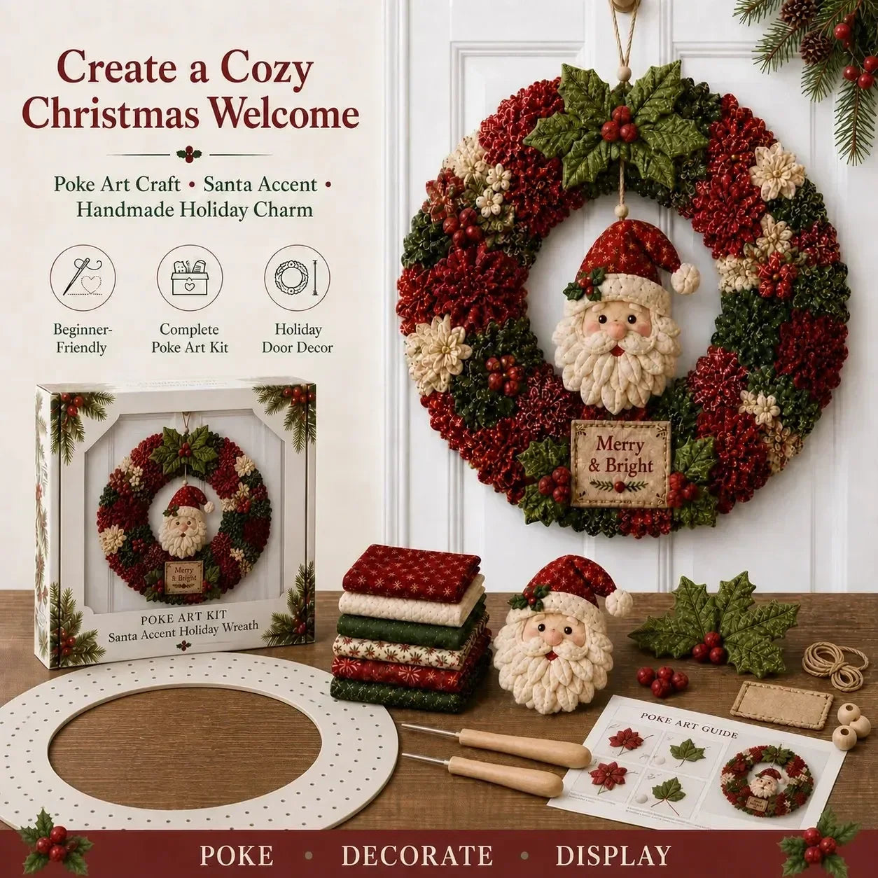 🔥Last Day 🔥🎄 3D Fabric Poke Wreath DIY Kit