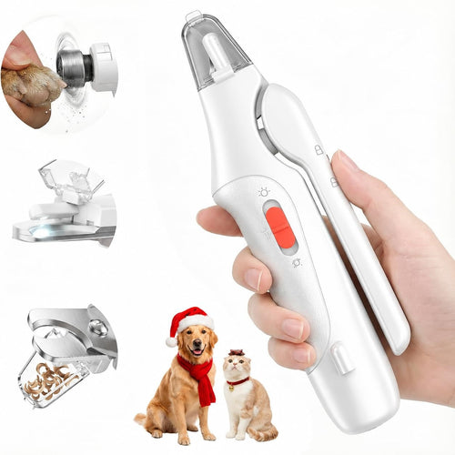 2-in-1 Pet Nail Clippers with Grinder & Dual LED Lights
