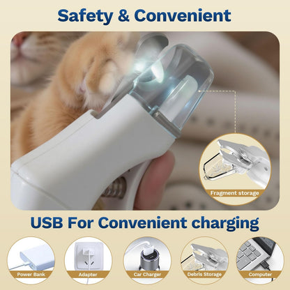 2-in-1 Pet Nail Clippers with Grinder & Dual LED Lights