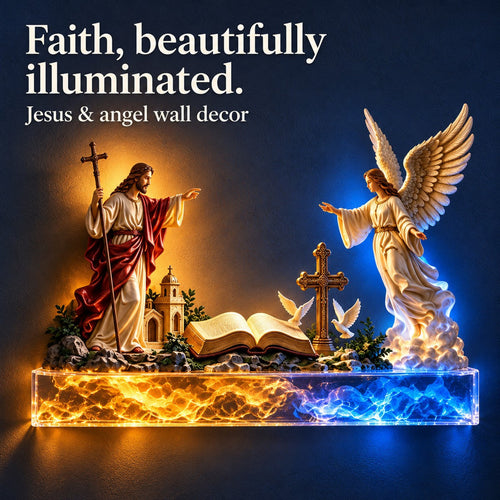 ✝️ Jesus & Angel Lighted Wall Decor ✨