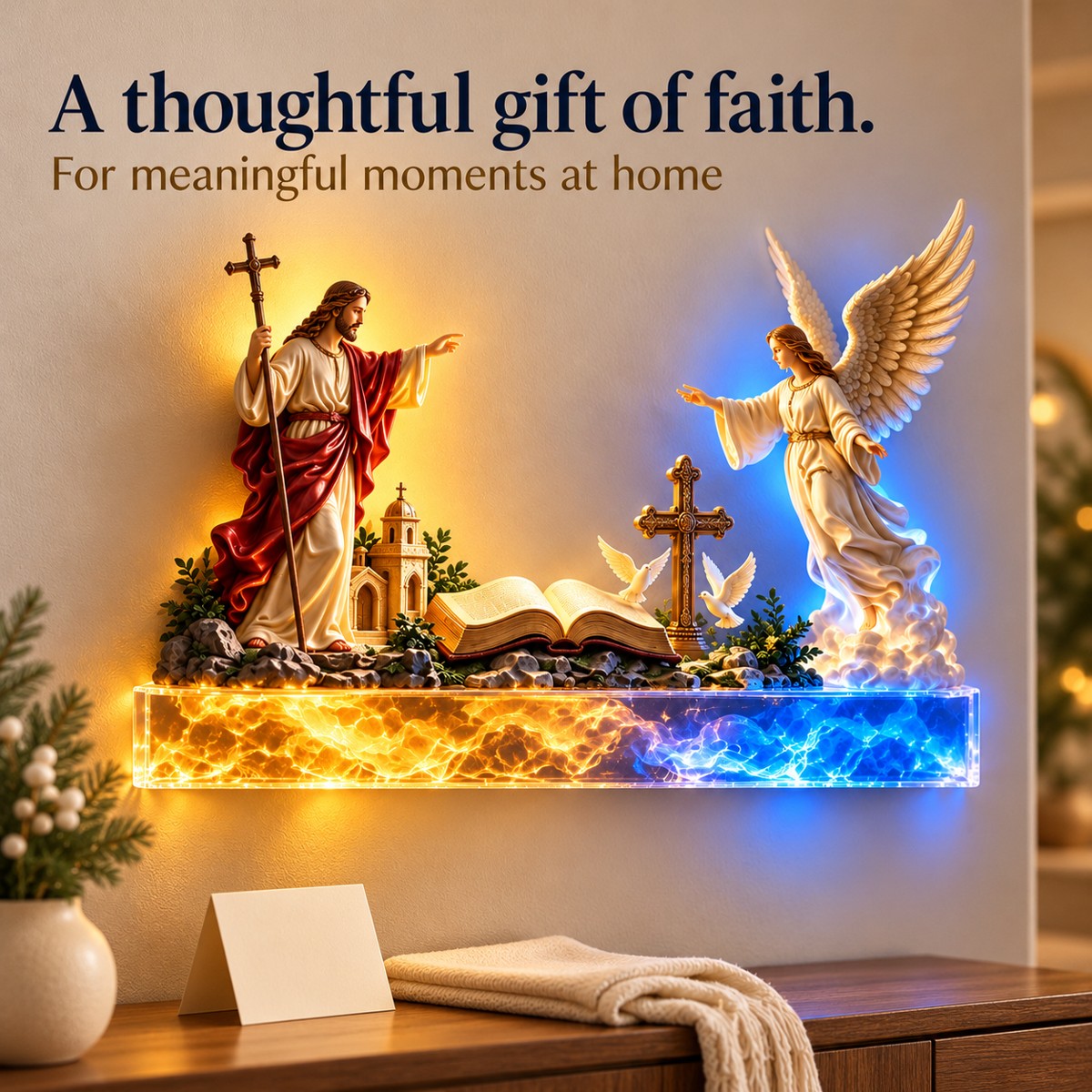 ✝️ Jesus & Angel Lighted Wall Decor ✨