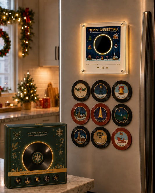 Christmas Vinyl Player Fridge Record NFC Magnetic Music Box Set