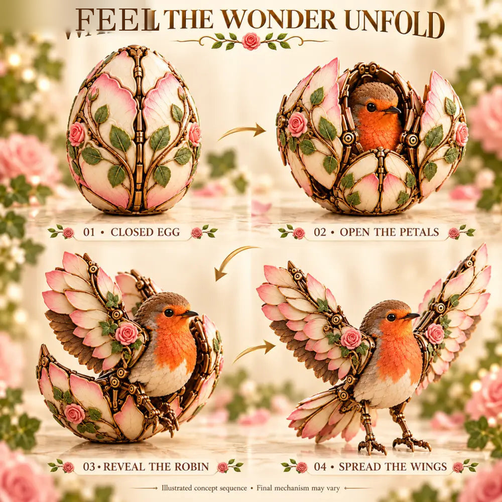 🌹🐦 Rosewing Robin – 2-in-1 Rose Egg to Mechanical Bird Transforming Figure