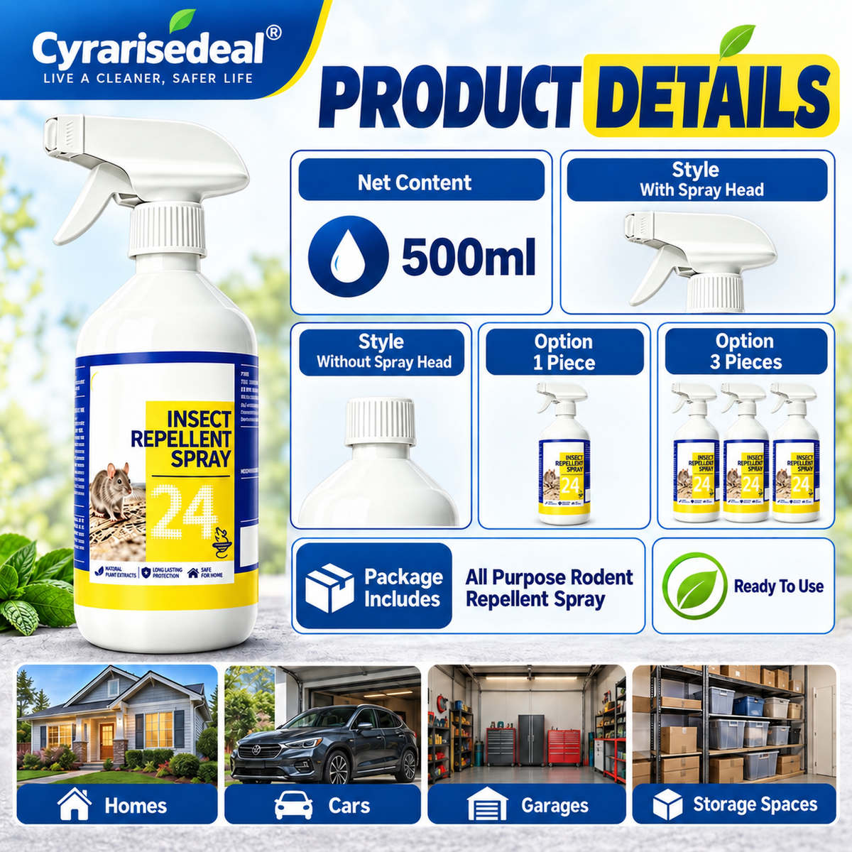 🐀50% OFF NOW ! ✨All-Purpose Rodent Repellent Spray – Non-Toxic Safe Indoor Mouse Deterrent