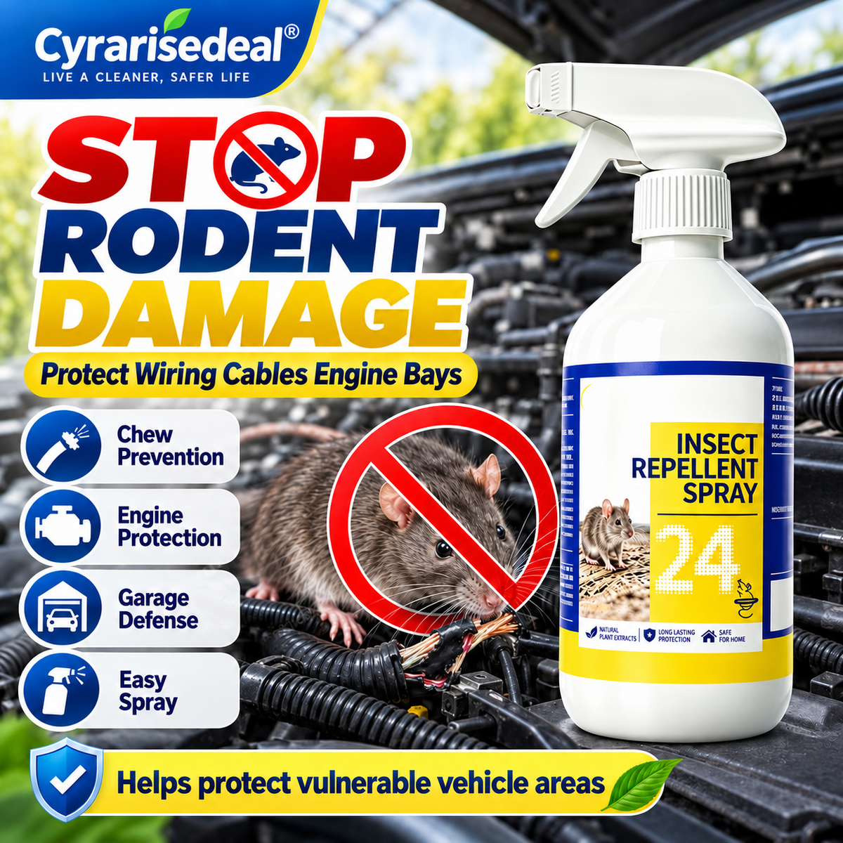 🐀50% OFF NOW ! ✨All-Purpose Rodent Repellent Spray – Non-Toxic Safe Indoor Mouse Deterrent