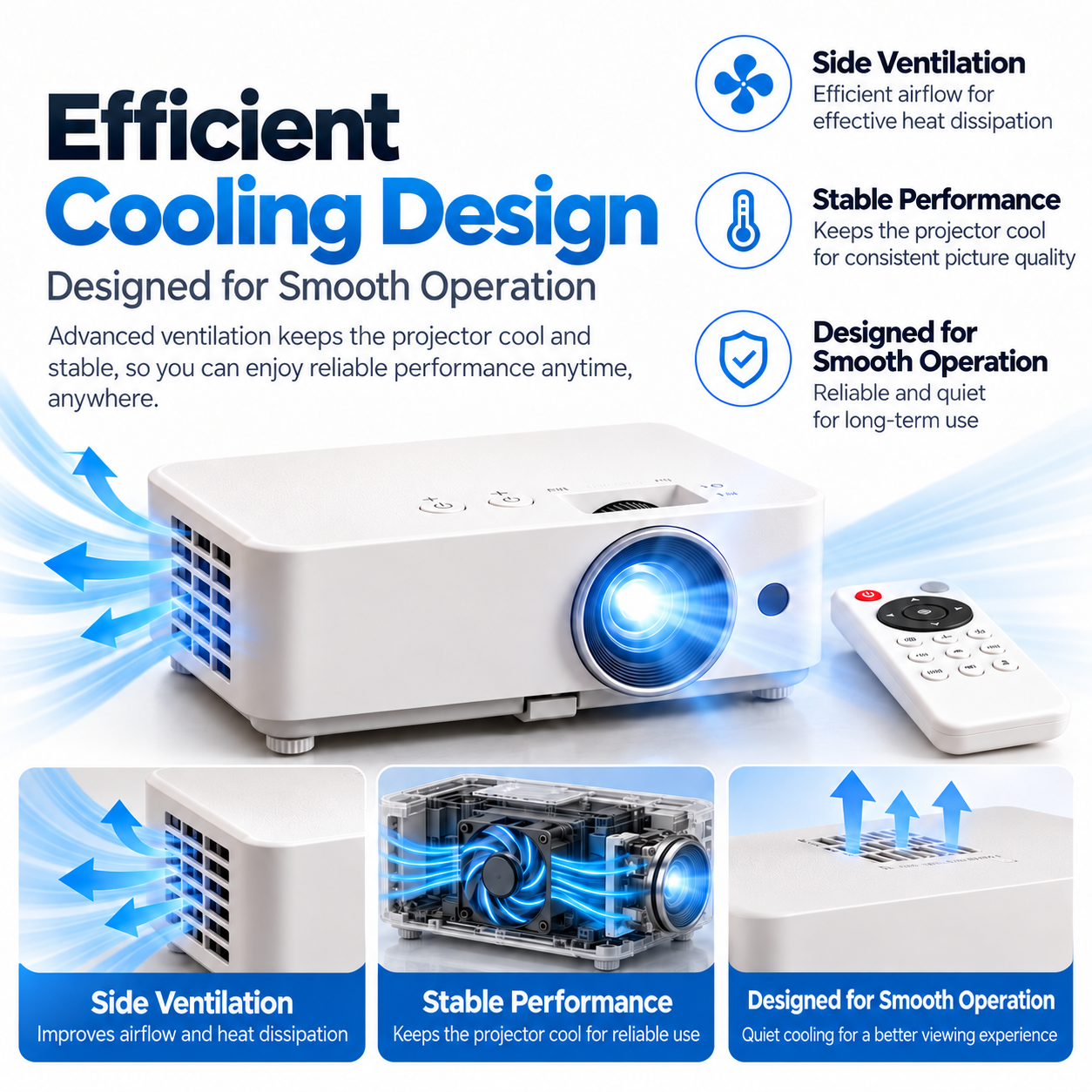 Side ventilation and airflow illustration