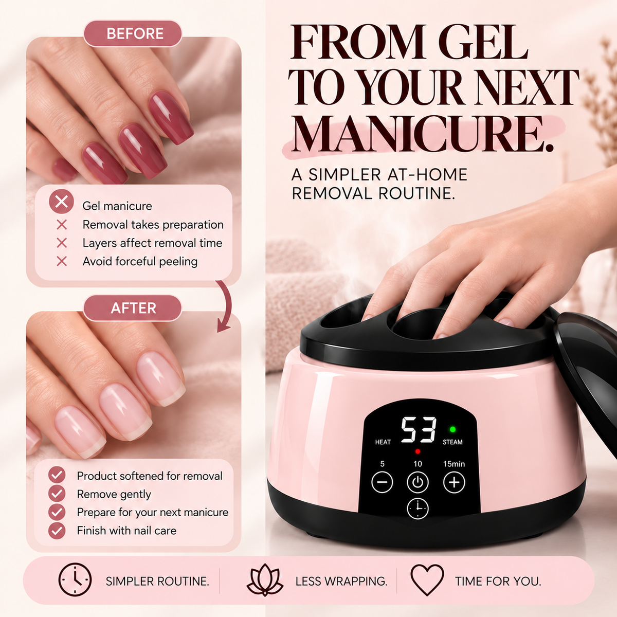 💅 Steam Gel Polish Remover – 5/10/15-Minute Timer