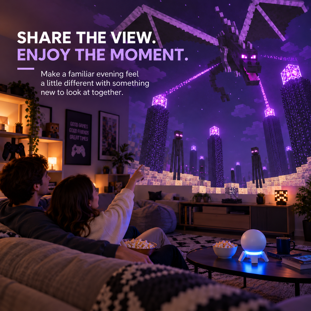 🎮 Pixel Fantasy Scene Projector – Ambient Decor for Gaming Rooms