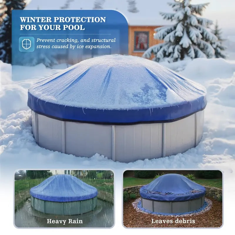 Above-ground pool with winter cover fitted