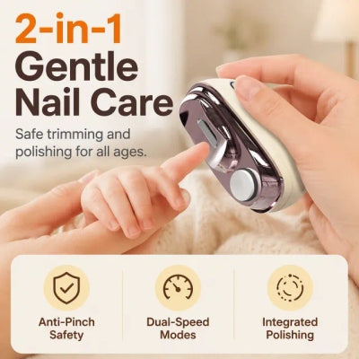 🔥2-in-1 Smart Electric Nail Trimmer u0026 Polisher for All Ages 👨‍👩‍👧‍👦 – Blade-Free, Blood-Free u0026 Stress-Free Nail Care! 💅