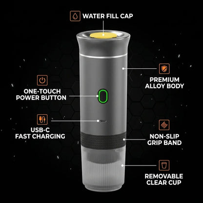 Portable Espresso Coffee Maker – 15-Bar Rechargeable Travel Coffee Machine