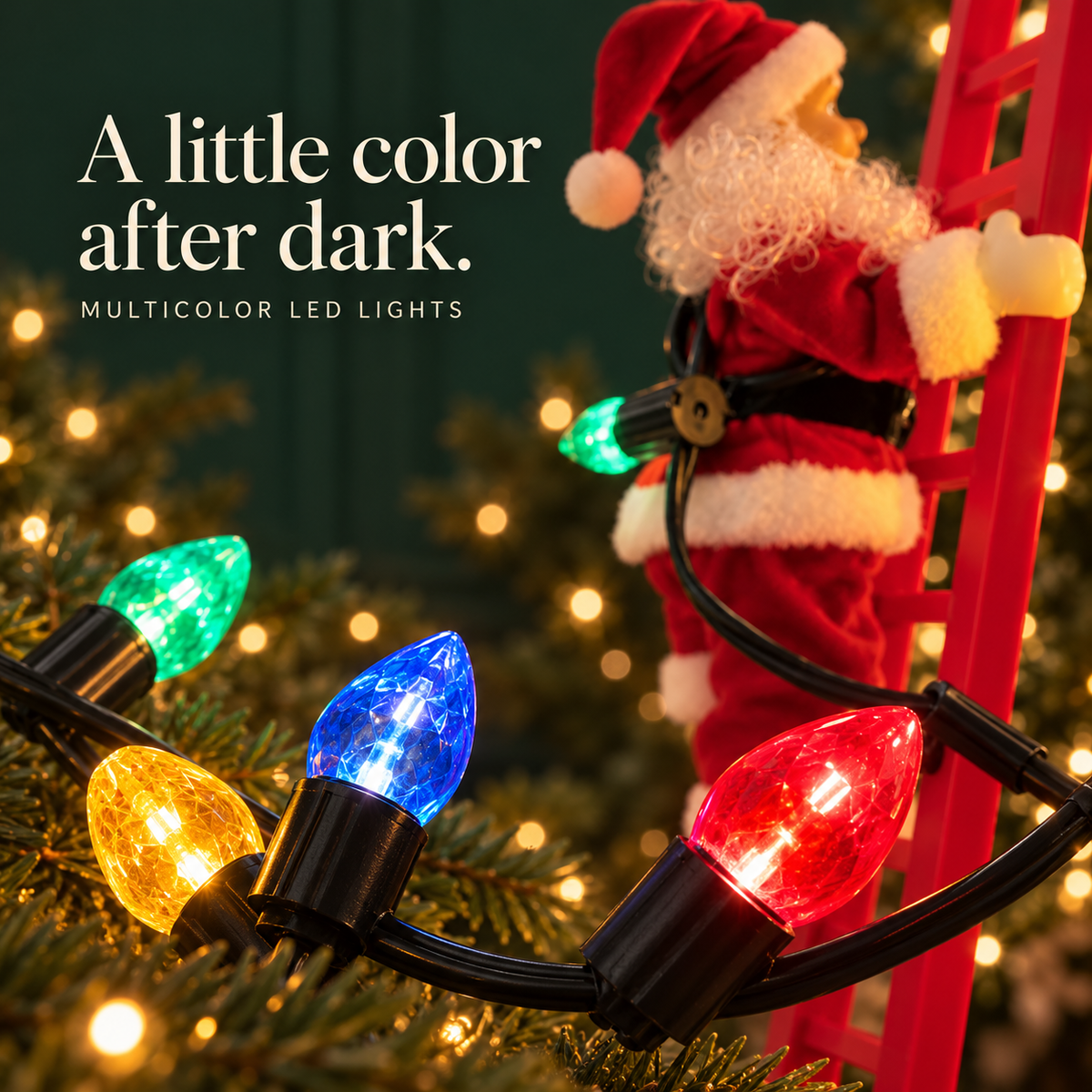 🎅 43-Inch Animated Climbing Santa – Musical LED Christmas Decoration