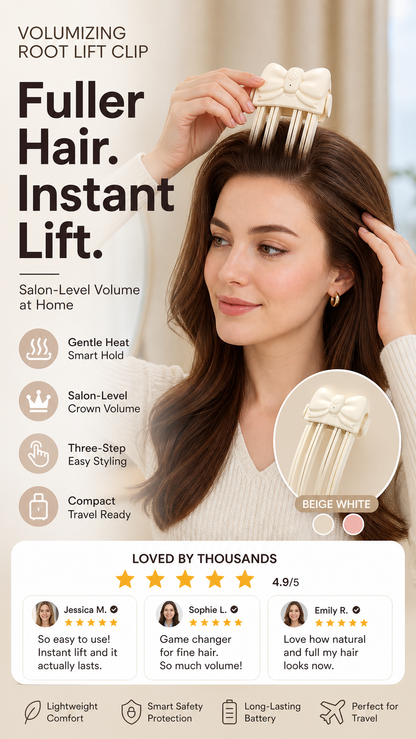 📢📢50% OFF !! ⏰Wireless Heated Volumizing Root Lift Clip - Salon Crown Volume Styling Tool for Fine Flat Hair