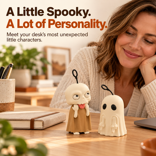 👻 Pull-to-Reveal Ghost & Skull Figurines – Playful Desk Decor & Quirky Gift