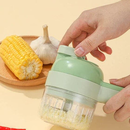 4-in-1 Handheld Electric Vegetable Cutter & Slicer | Cordless Food Processor with Cleaning Brush