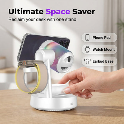 🎧 3-in-1 Wireless Charging Hub & Speaker for Desk & Nightstand — Clean, Cable-Free Charging for Your Ecosystem