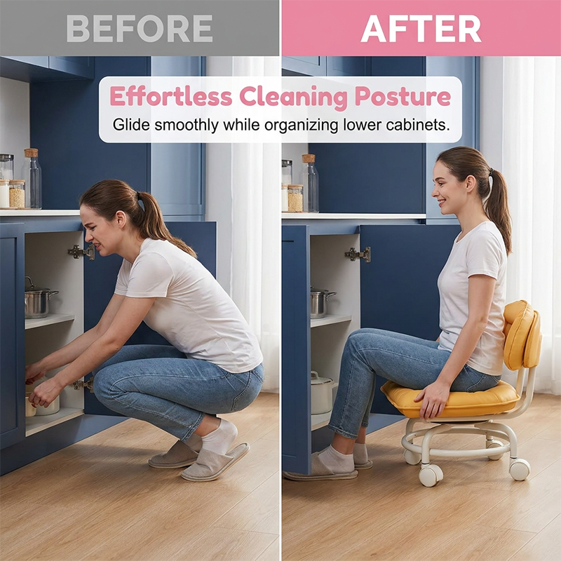 🪑40% OFF NOW! ⏰ Rolling Low Stool with Backrest – Padded seat & silent casters – Perfect for workshops, garages or studios – comfortable and mobile 🛠️✨