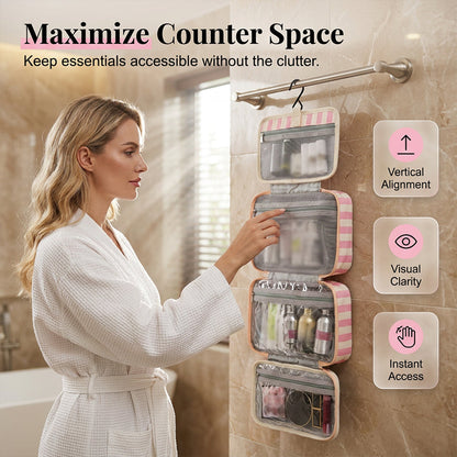 🥳 50% OFF! 🥳 Striped Hanging Travel Toiletry Bag