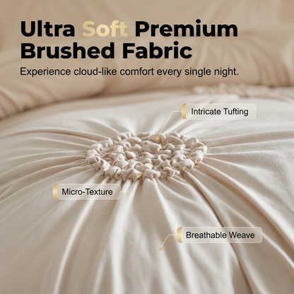 🧵 Soft Touch Pinch Pleat Duvet Set — Brushed Microfiber, No-Iron & Wrinkle-Resistant