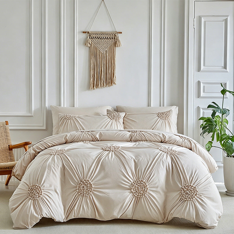 🧵 Soft Touch Pinch Pleat Duvet Set — Brushed Microfiber, No-Iron & Wrinkle-Resistant
