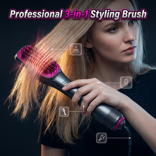 🎉 💇‍♀️ Professional 3-in-1 Hot Air Brush – Dry, Detangle & Volumize in One Step ✨