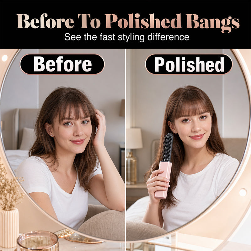 🔥🎁 💁Portable Wireless Mini Bang Heated Styling Comb｜3 Seconds Fringe Straightening Hair Styler ✨