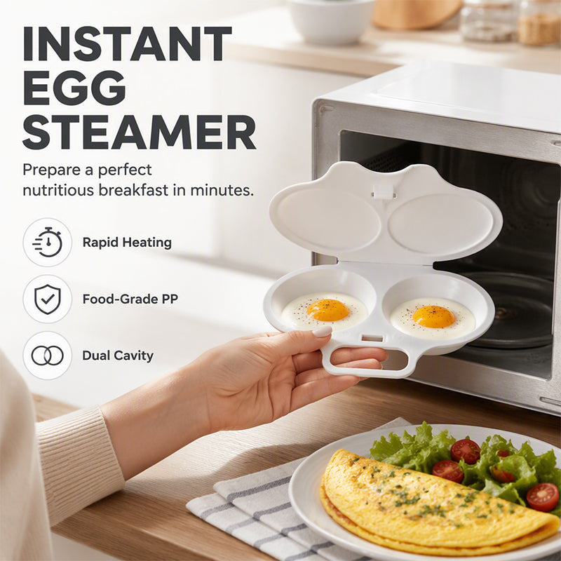 🍳 Microwave Egg Poacher – Dual-Cavity Breakfast Egg Cooker