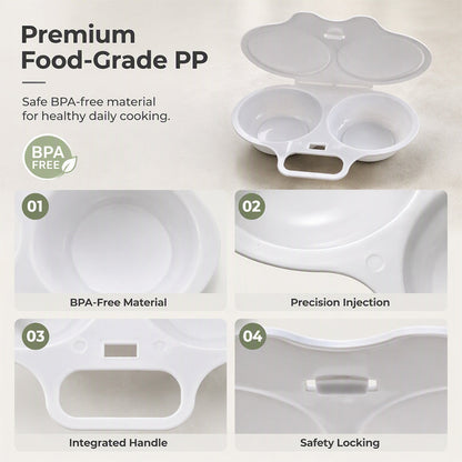 🥳2026 HOT SALE🥳💞50K+ SOLD! 🥗🎁 50% OFF! Microwave Egg Poacher——Dual‑cavity, non‑stick & easy clean. Healthier than frying – stock up & save! 🏠✅✨
